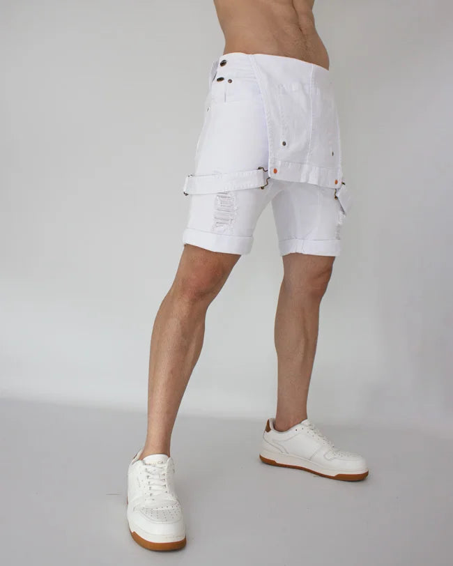 Overol Denim Short Blanco