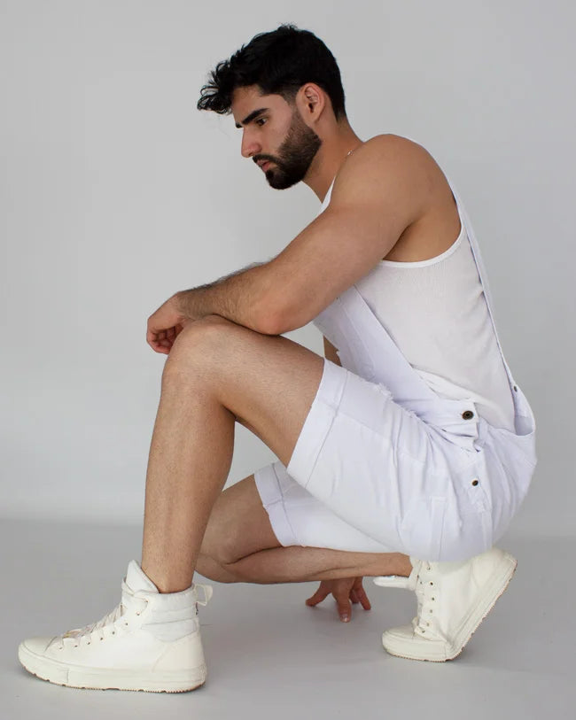 Overol Denim Short Blanco
