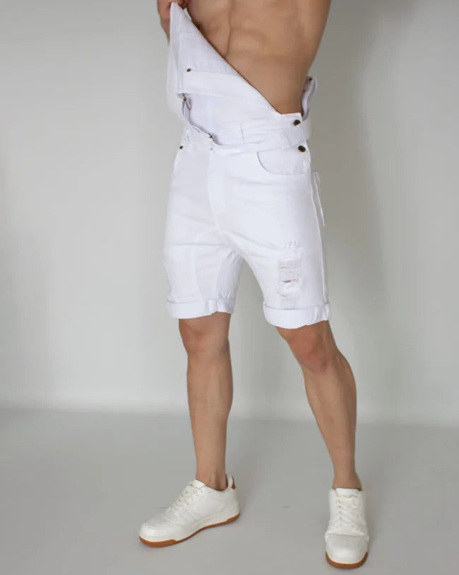 Overol Denim Short Blanco