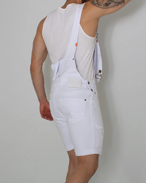 Overol Denim Short Blanco