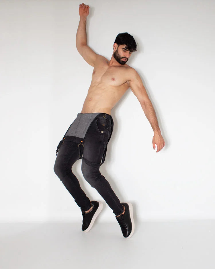 Overol Denim Negro Vintage Slimfit