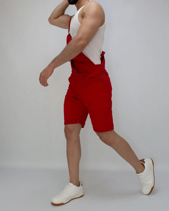 Overol Denim Short Rojo