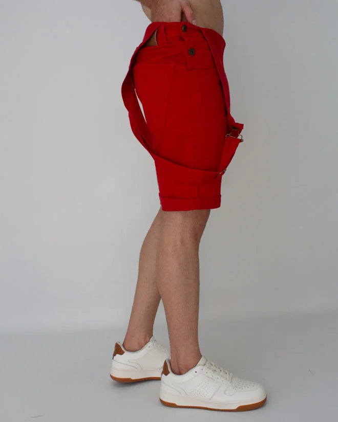 Overol Denim Short Rojo