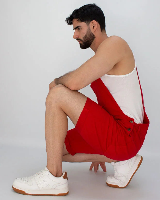 Overol Denim Short Rojo