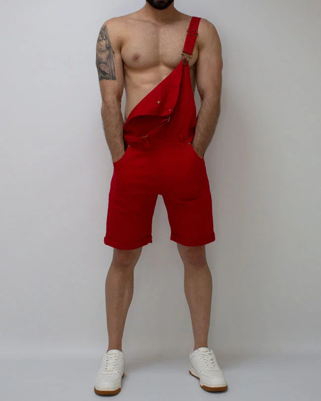 Overol Denim Short Rojo