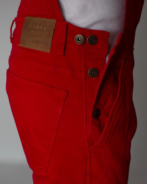 Overol Denim Short Rojo