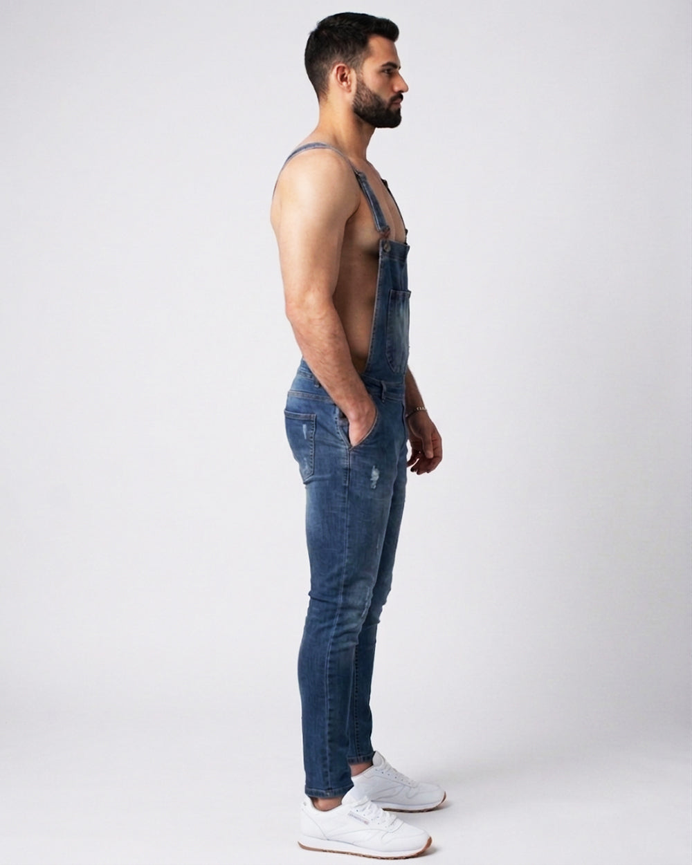 Long Skinny Fit Denim Overalls