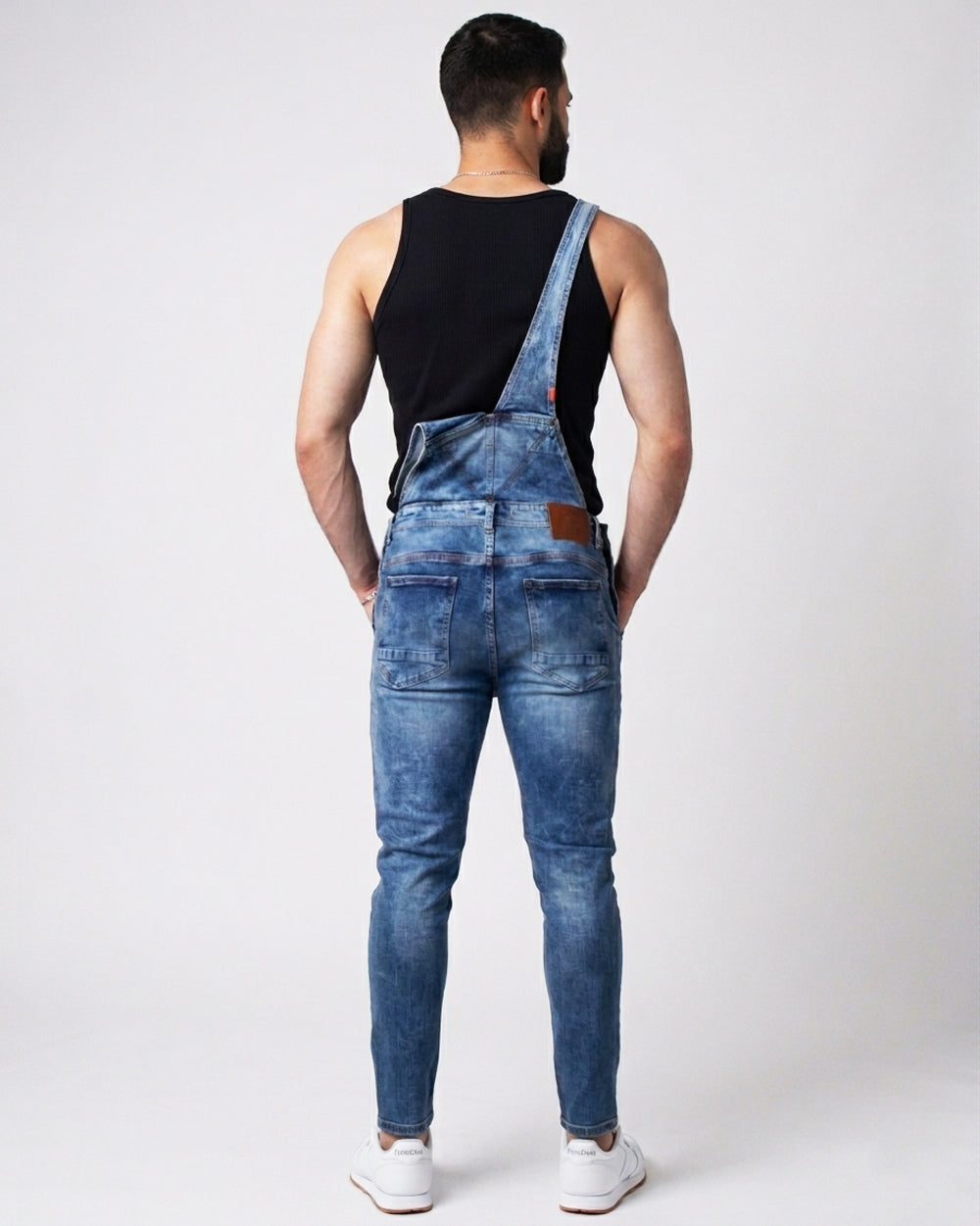 Long Skinny Fit Denim Overalls