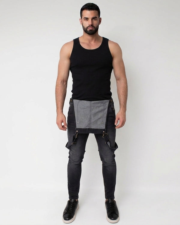 Overol Negro Largo Skinny Fit