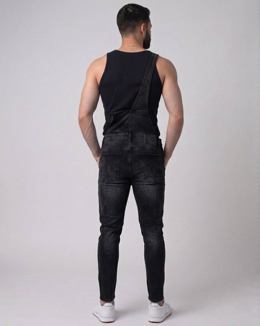 Long Black Skinny Fit Overalls