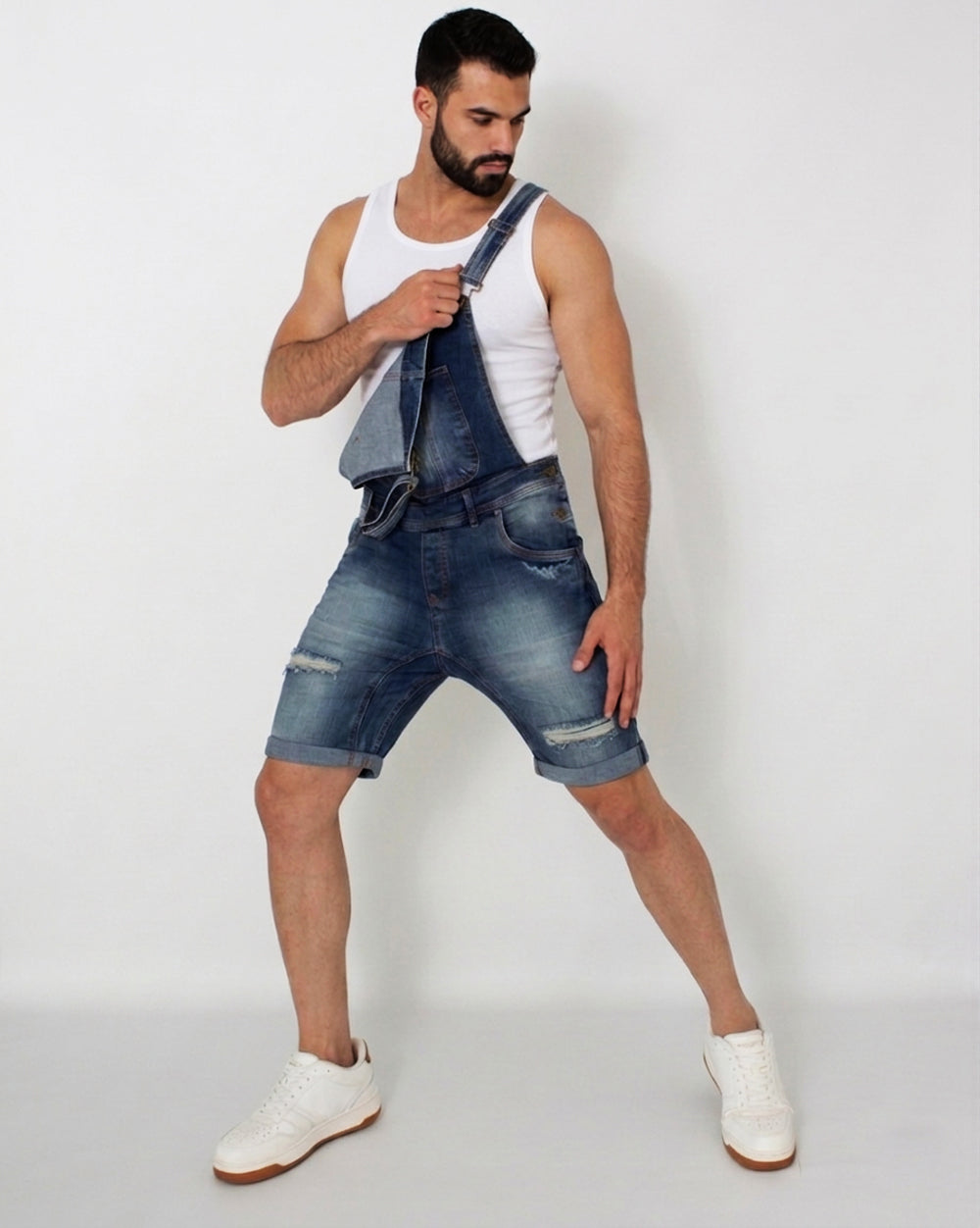 Skinny Fit Short Jean Overalls