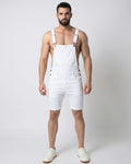 White Skinny Short Denim Jumpsuit