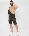 Military Skinny Short Denim Jumpsuit