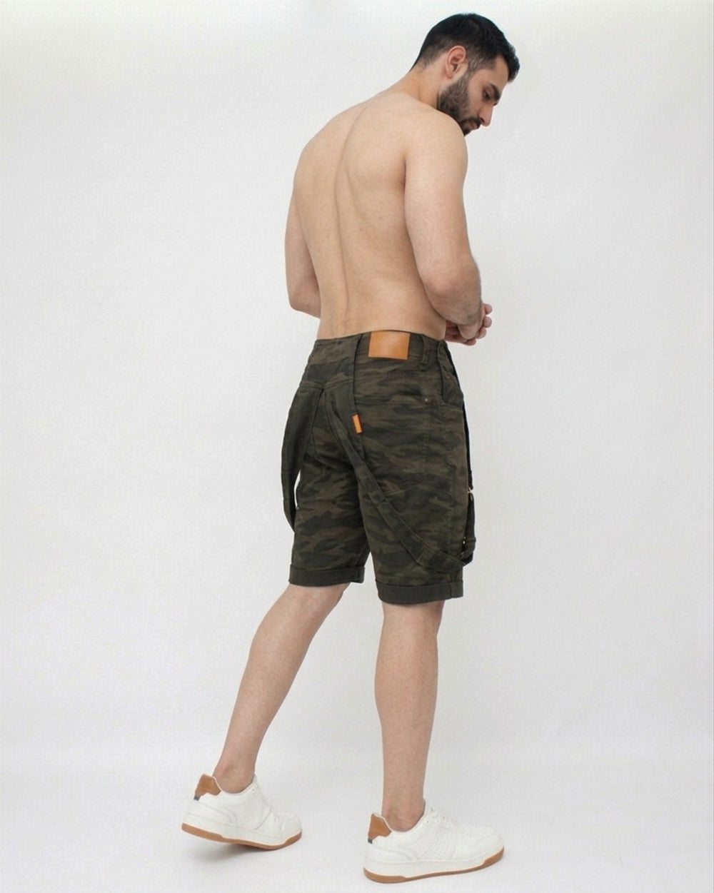 Military Skinny Short Denim Jumpsuit