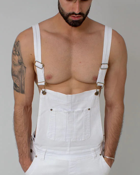 Overol Denim Short Blanco