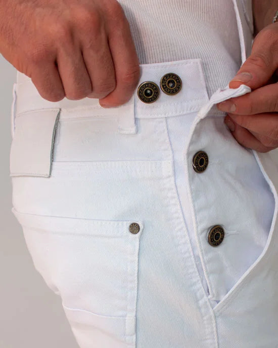 Overol Denim Short Blanco