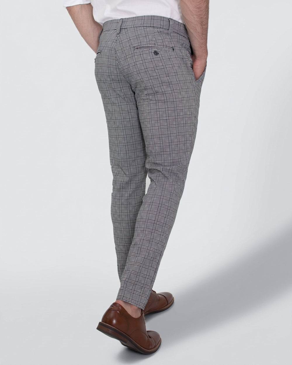 Flexible Grey Plaid Pants