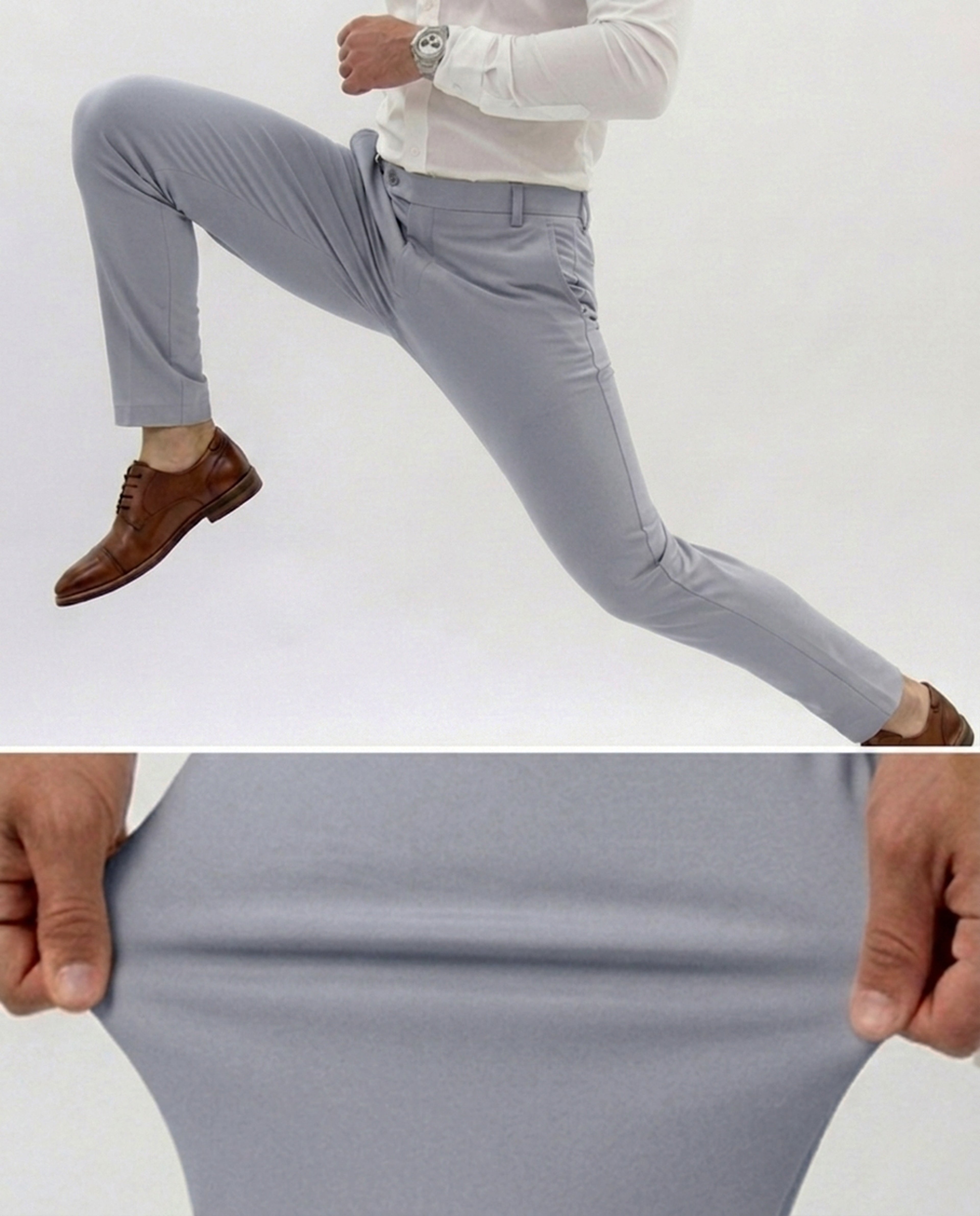 Pantalón Flexible Gris Claro
