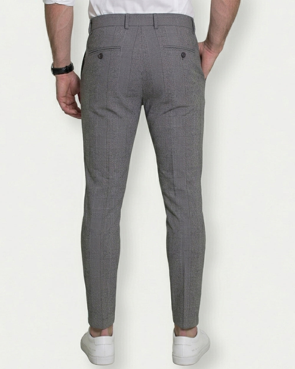 Flexible Grey Plaid Pants