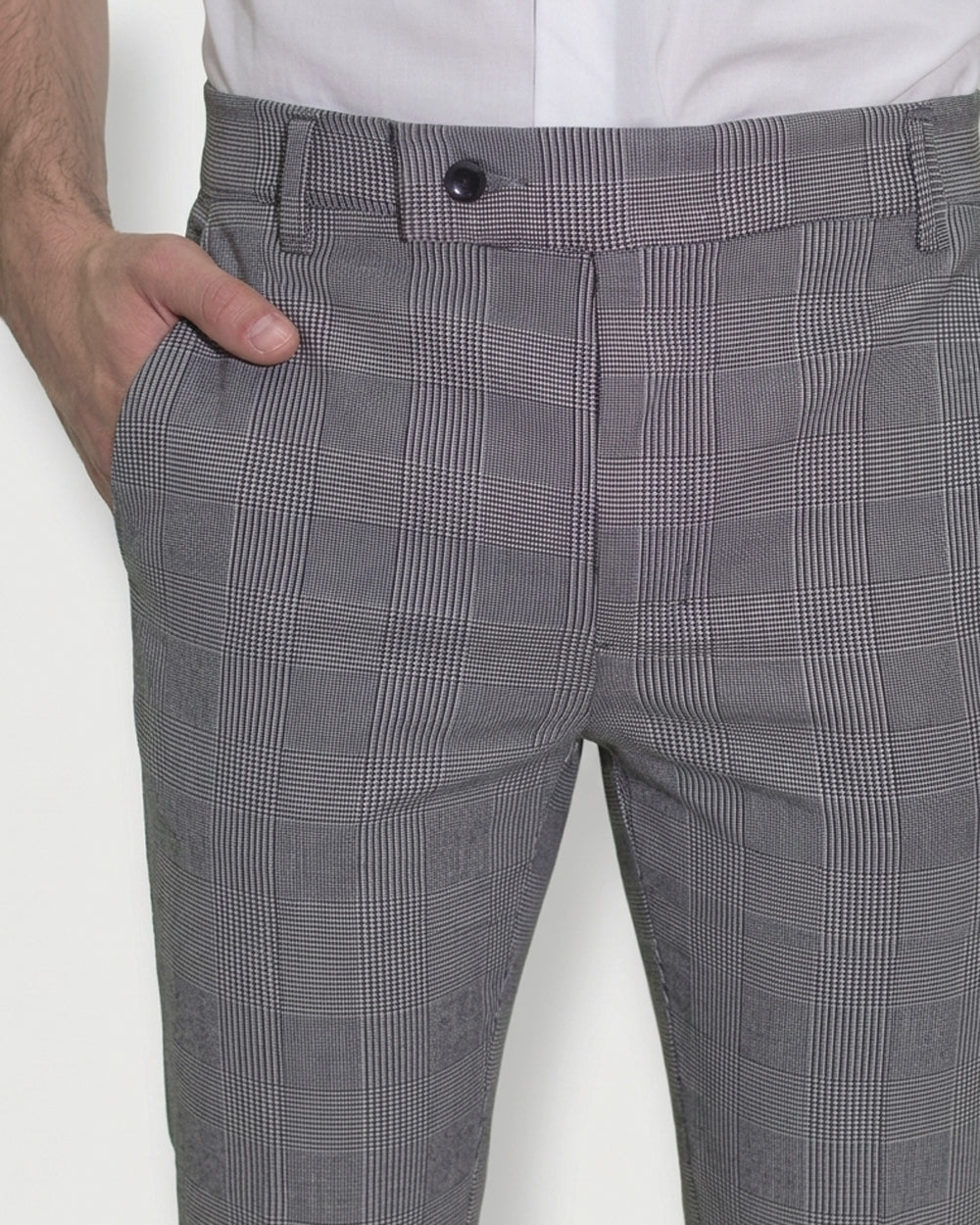 Flexible Grey Plaid Pants