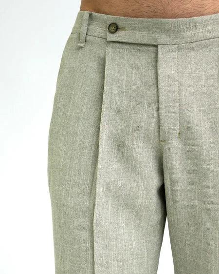 Classic Green Linen Trousers