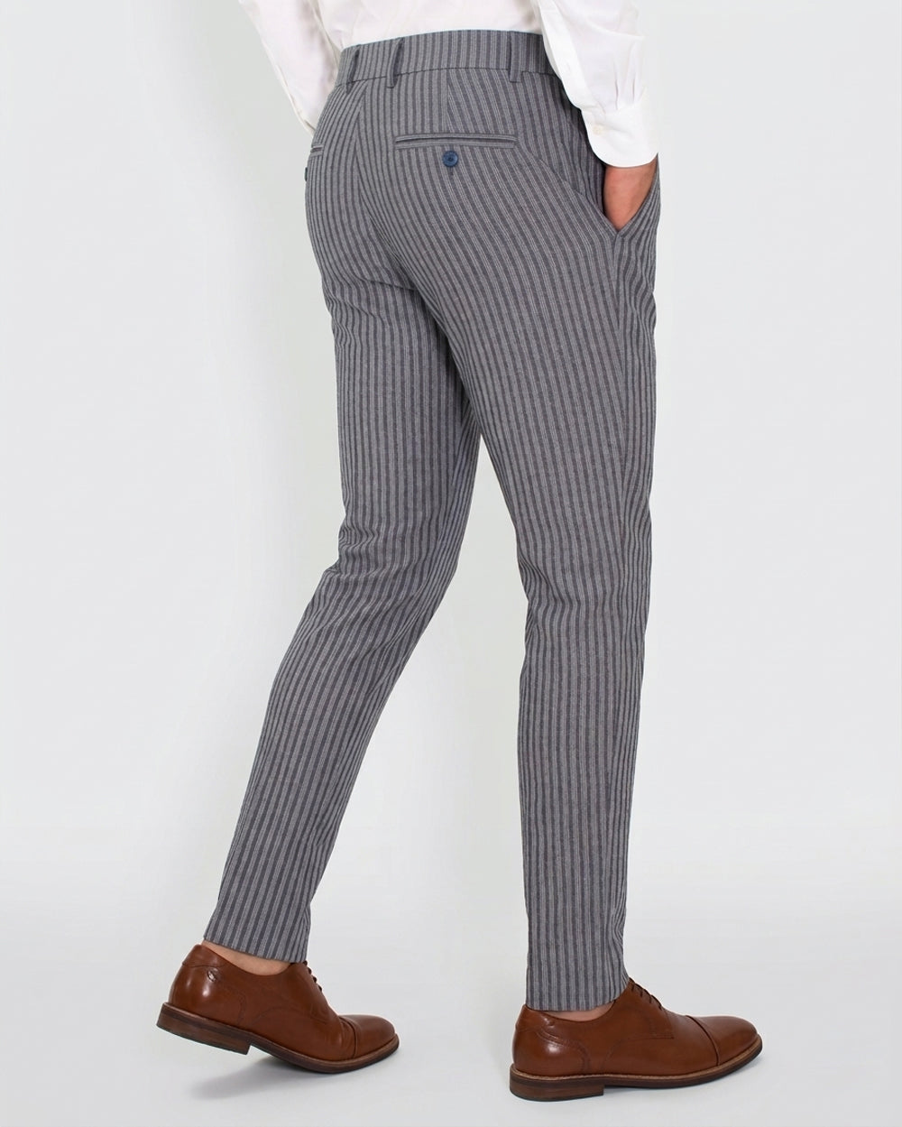 Semi-Flexible Striped Gray Trousers