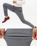 Semi-Flexible Striped Gray Trousers