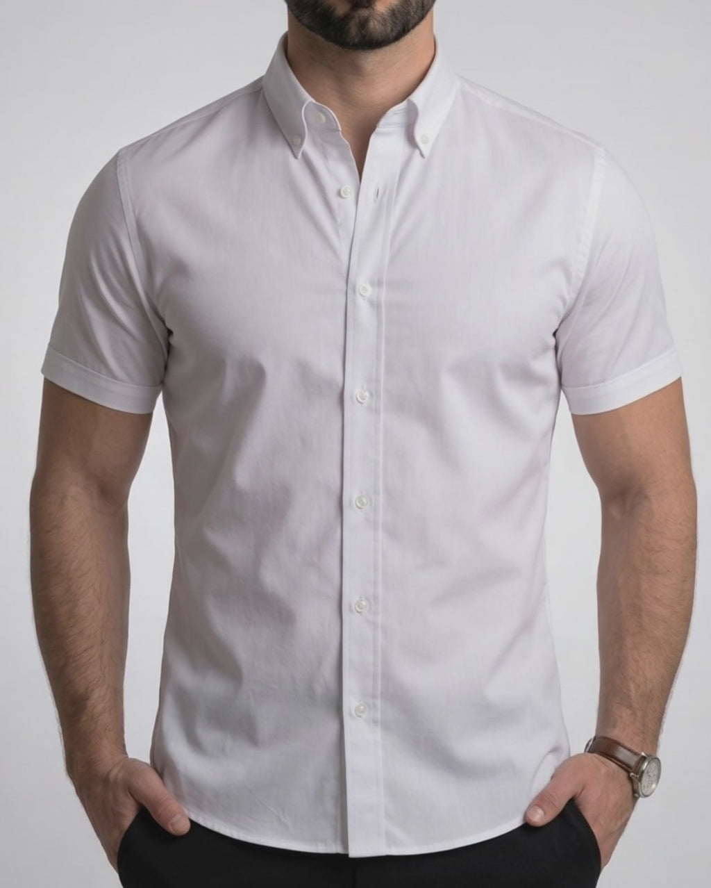 Flexible Short Sleeve White Shirt