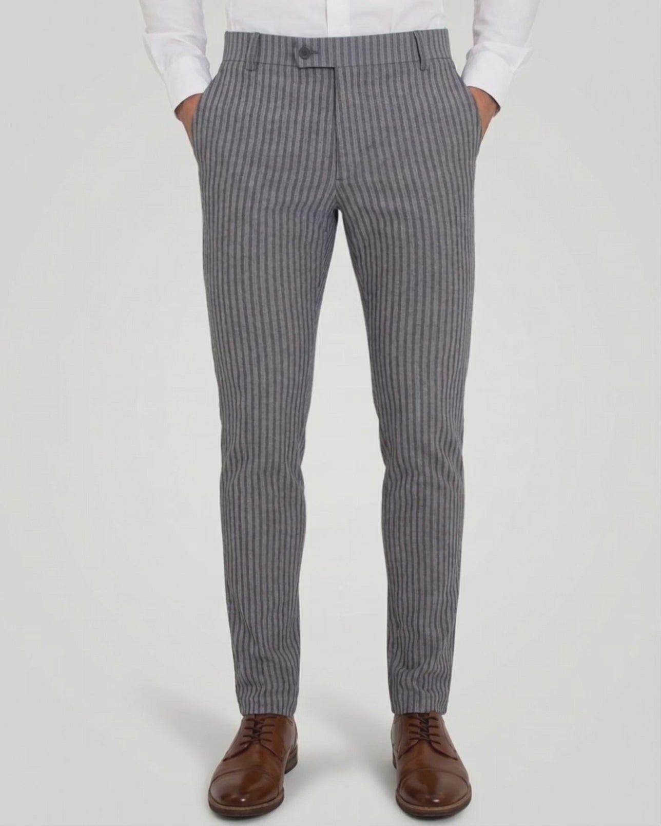 Pantalón Semi-Flexible Rayas Gris