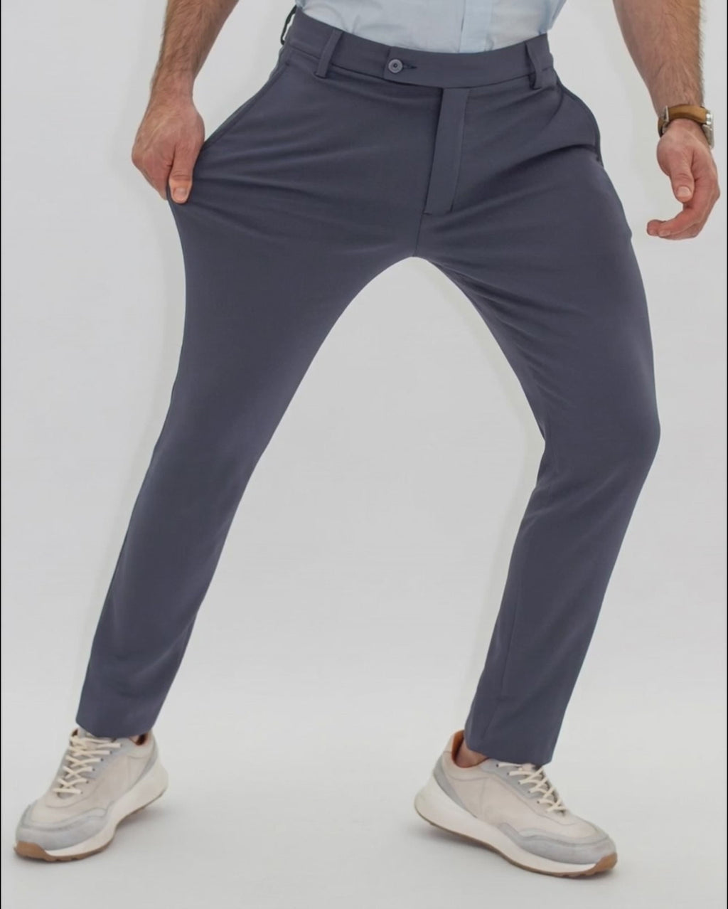 Flexible Grayish Blue Trousers