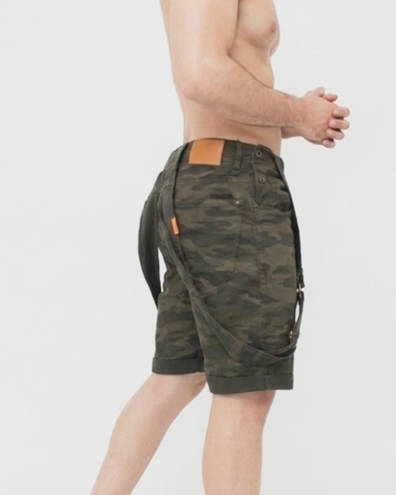 Military Skinny Short Denim Jumpsuit