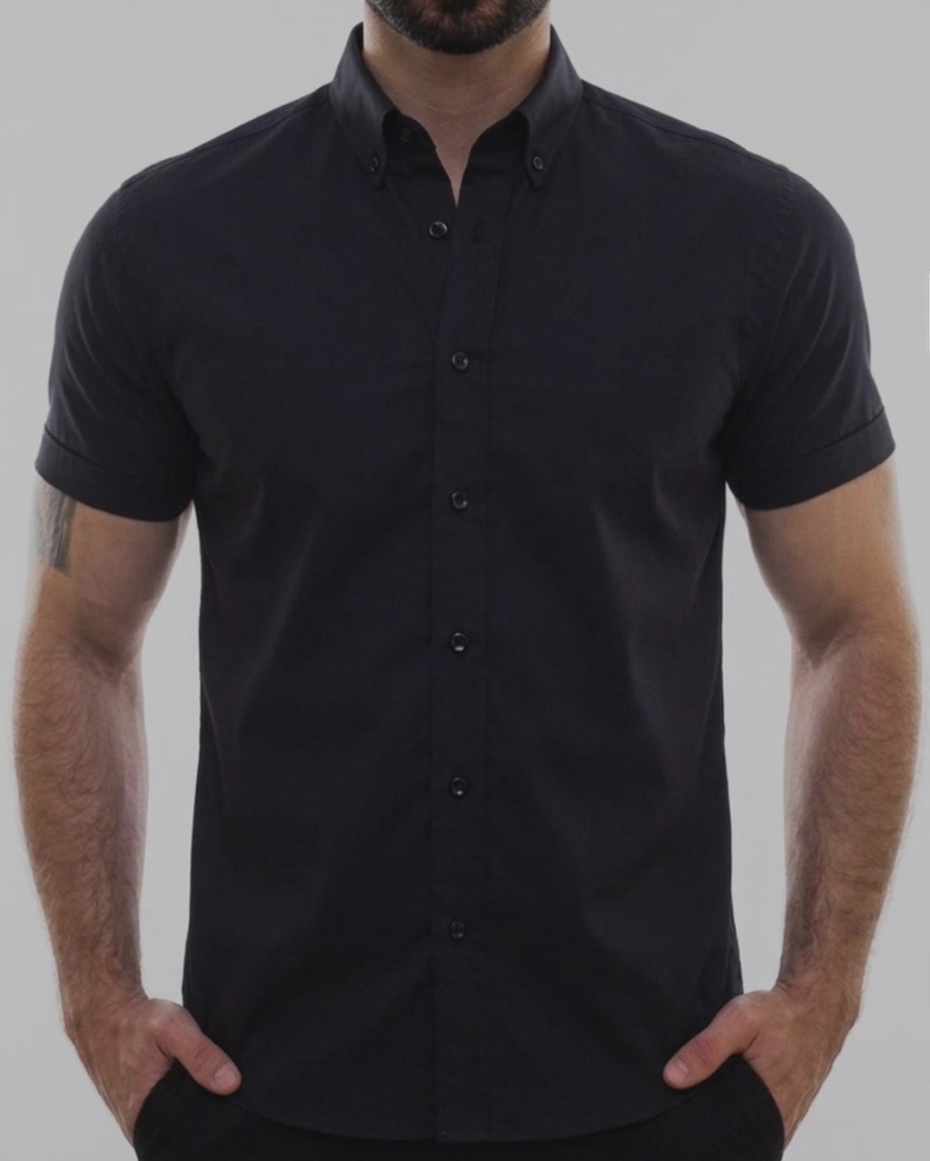 Flexible Black Short Sleeve Shirt