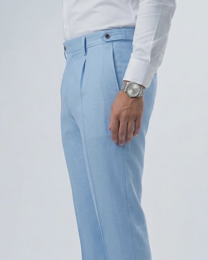 Light Blue Old Money Linen Trousers