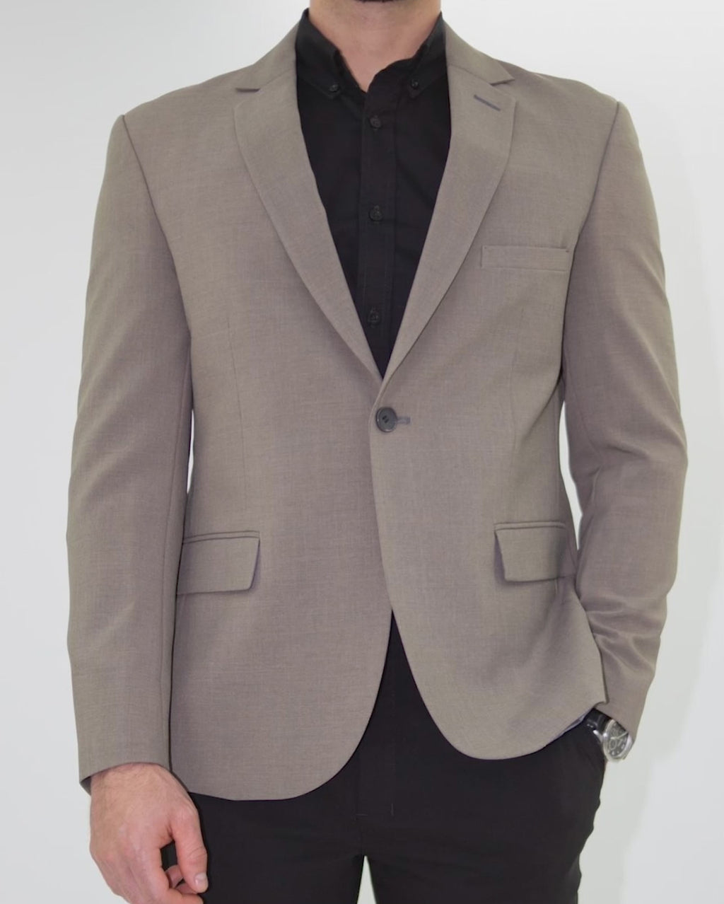 Grayish Brown Slim-Fit Blazer