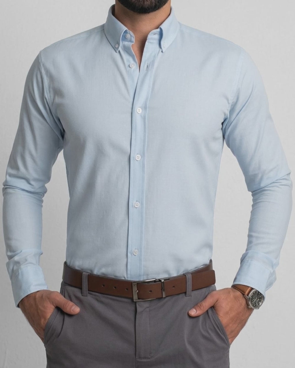 Light Blue Long Sleeve Flexible Shirt