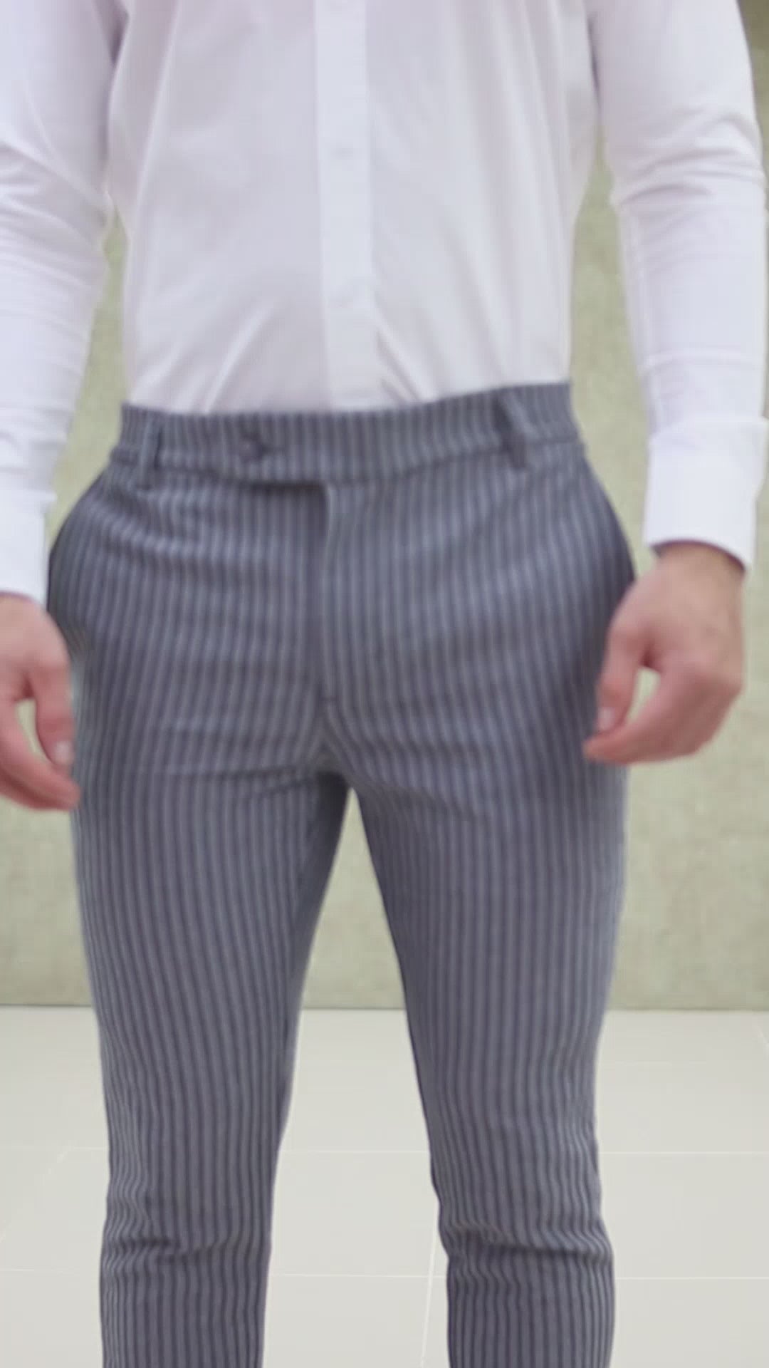 Gray Striped Pants