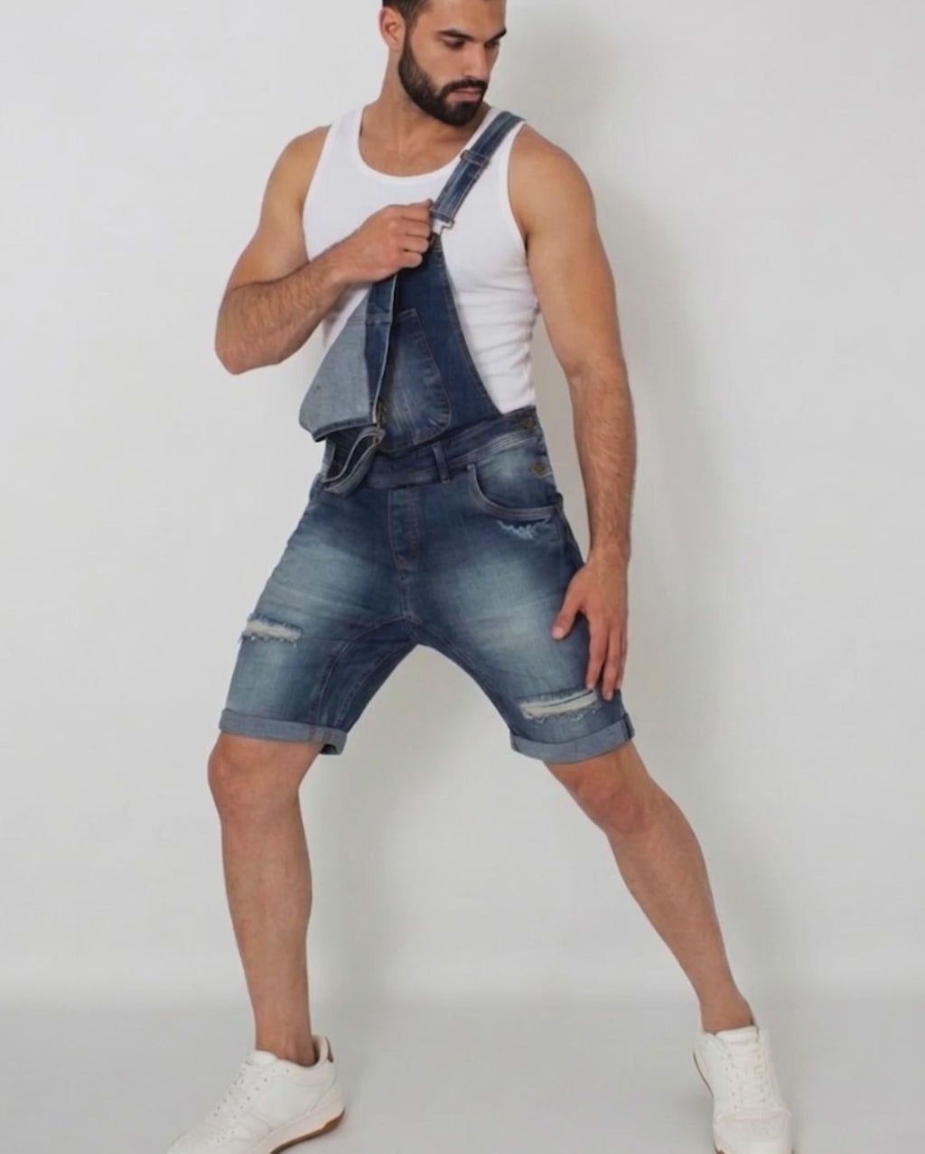 Skinny Fit Short Jean Overalls