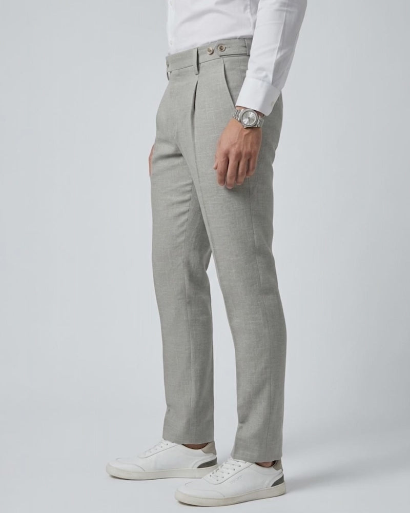 Old Money Gray Linen Trousers