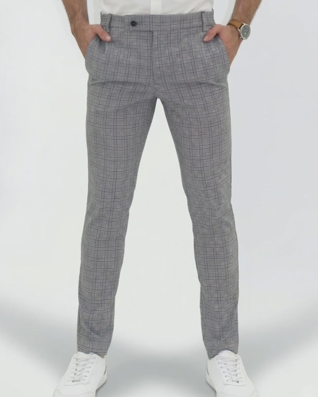Flexible Grey Plaid Pants