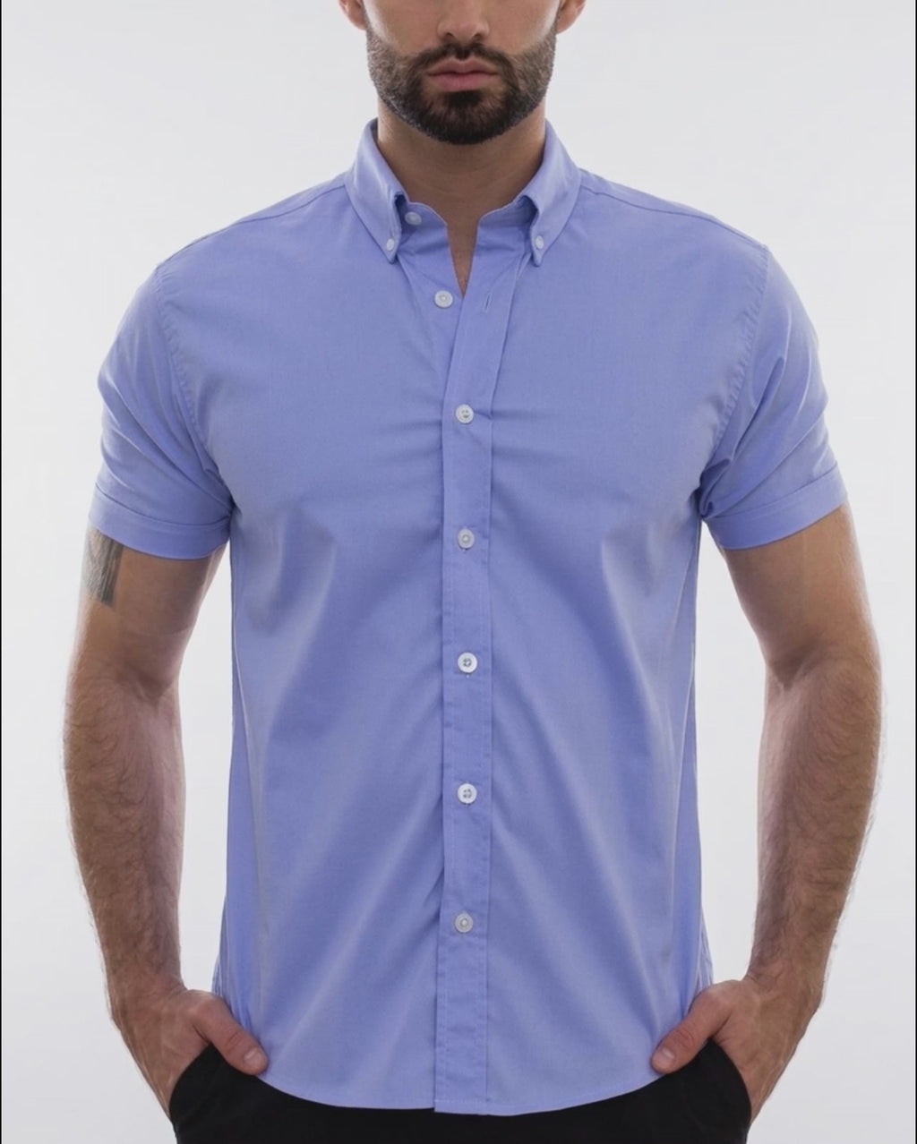 Flexible Light Blue Short Sleeve Shirt